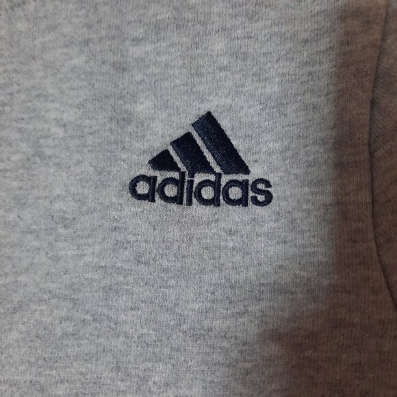 Adidas Youth Warm Pullover Hoodie Small Logo, Gray Black Stripes Size 14-16 EUC - Picture 4 of 10